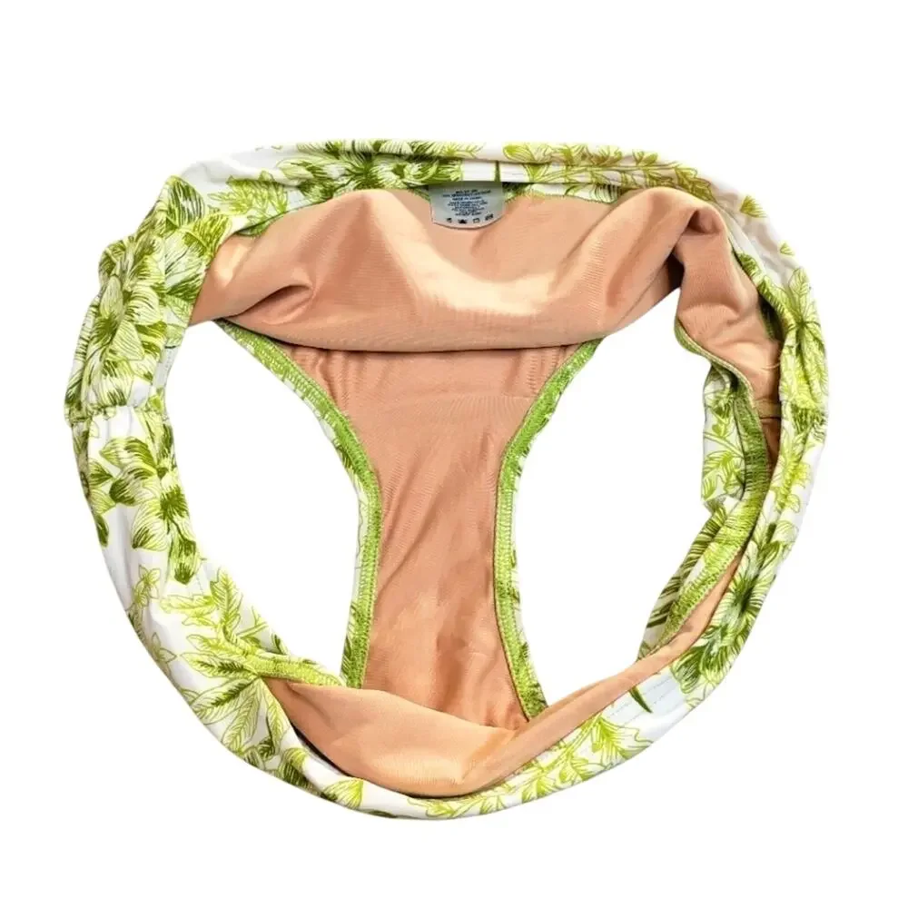 Lands' End Floral Green and White Bikini Bottom Size 10